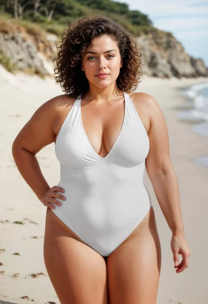 žena v plavkách plus size